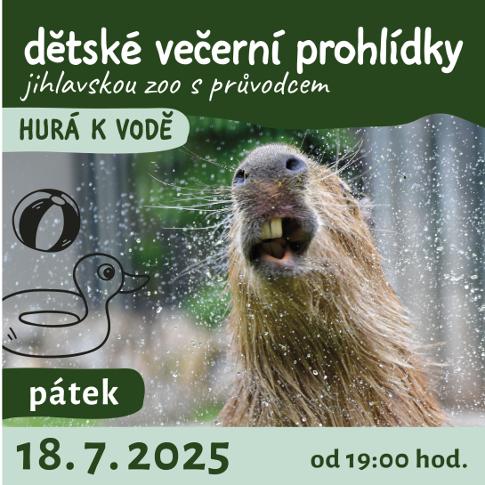 večerní prohlídky jihlavskou zoo - Hurá k vodě - 18. 7. 2025 od 19:00